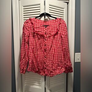 HOLDING HORSES Red and White Checkered Button Down Shirt